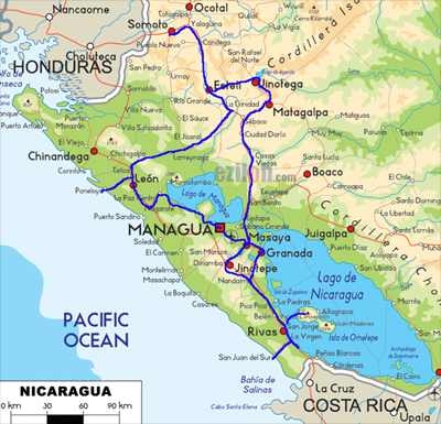 Nicaragua-Karte